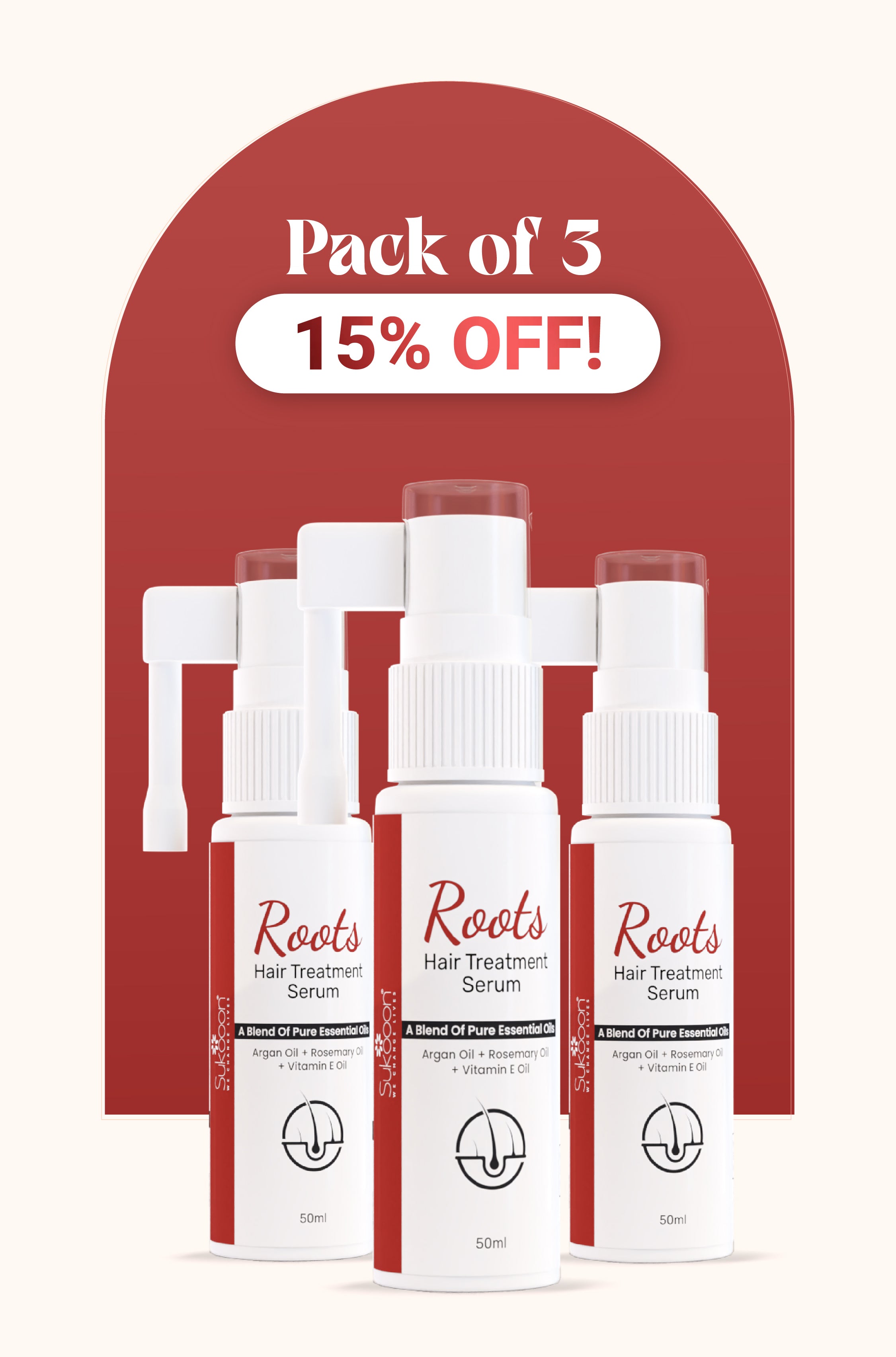 Pack of 3 - Roots Hair Treatment Serum