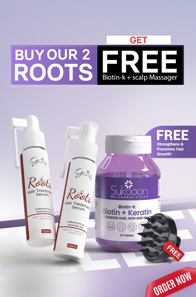 Buy 2 Roots (Get 1 Biotin-K + Scalp Massager Free)
